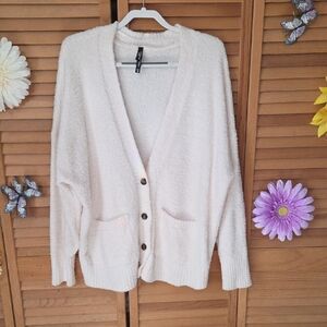 torrid Cream Plush Button-Up Cardigan